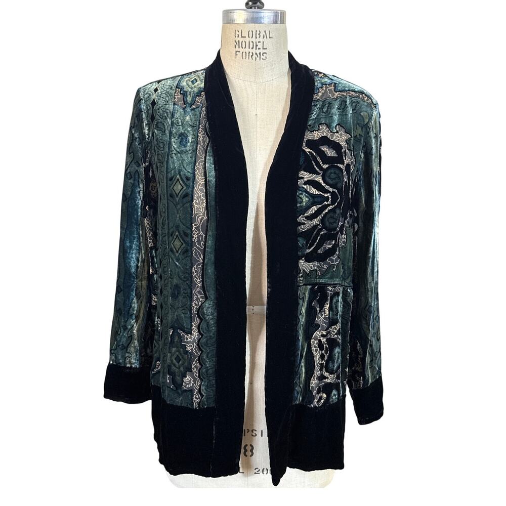 Chico's Velvet Cardigan Draped Top Whimsygoth Drama Size 1 Medium
